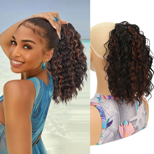 Extensiones de cabello ondulado con cordón de cola de caballo, extensión de cola de caballo corta de 10 pulgadas, postizo sintético para uso diario de mujeres - Product Image 1