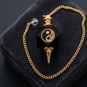 Ying Yang Black Tourmaline Golden Pendulumsขาย | รับYing Yang Black Tourmaline Golden Pendulums - Product Image 3