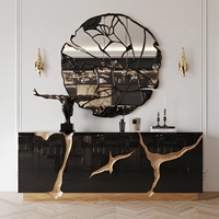 Luxuriöses Weißes Modernes Sideboard mit Edelstahl-Golddetails Hochglanz-Schrank für Esszimmer Villa Hotel Wohnzimmer Heim-Möbel