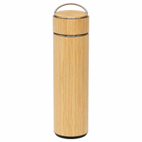 Botol Termal Bambu 15oz Grosir Stok Lokal AS dengan Infuser Teh dan Pegangan untuk Hadiah Karyawan, Cocok untuk Ukiran Laser