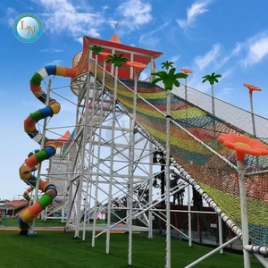 Toboggan combiné pour aire de jeux intérieure pour enfants avec filet à corde Produit de parc d'attractions amusant pour parc de trampoline ou parc sportif - Product Image 2