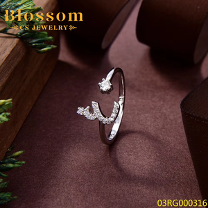 Blossom CS gioielli all'ingrosso personalizzato lettere arabe medio-orientali anello 925 argento Sterling semplice zircone anelli di moda per le donne - Product Image 5
