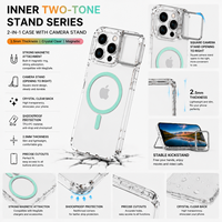 Casing Ponsel Magnetik Anti-Sidik Jari Tahan Banting Dual Warna TPU+PC dengan Penyangga Lensa Logam untuk 18/17/16/15