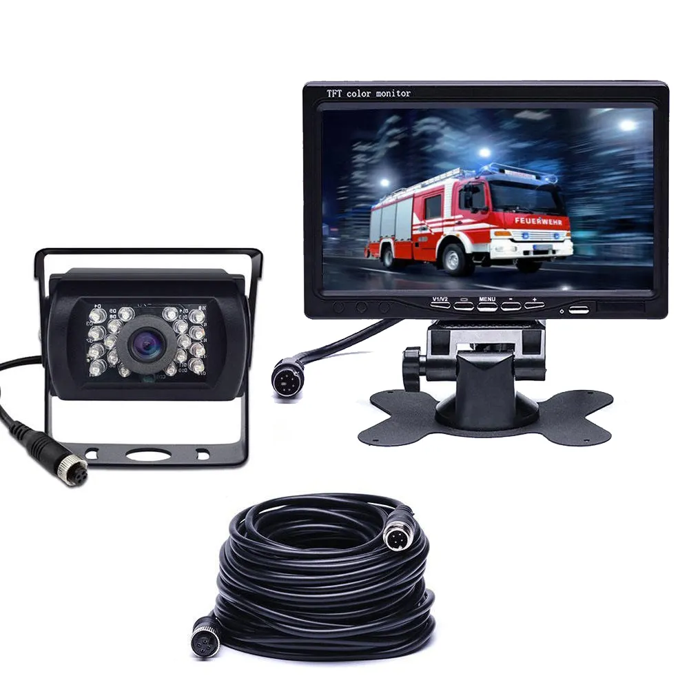 Araba için monitör 12V dikiz otobüs ağır 24V Forklift RV araç AHD 1080P 7 inç yüksek çözünürlüklü LCD araba monitör kamyon kamera sistemi