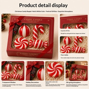 Custom Handmade Christmas Ball <strong>Candy</strong> <strong>Cane</strong> Shape Christmas <strong>Candles</strong> for Festival Decor Fragrance Xsmas Gift Box Scented <strong>Candles</strong> - Product Image 2