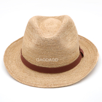 Chapeau Fedora en paille de raphia à large bord style western, chapeau d'été, vente en gros, design à franges personnalisé