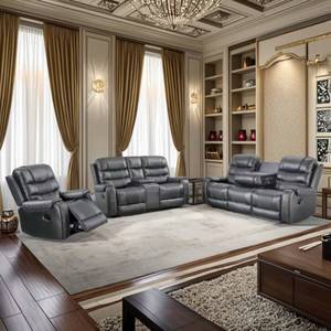 Conjunto de Sillones Reclinables Eléctricos de Alta Calidad, Sofá de Cuero Genuino, Muebles de Sala de Estar Ultra Suaves, Color Chocolate, Convertible, Almacén - Product Image 1