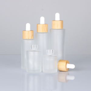 Luxury Frosted Glass <b>Bottle</b> Customized Essential Oil <b>Bottle</b> For Cosmetics Container <b>Empty</b> With Rubber Dropper Bamboo Cap - Product Image 6