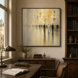 Cuadro Abstracto de Estilo Vintage con Diseño <span class=keywords><strong>Occidental</strong></span>, Pintura Religiosa de Jerusalén sobre Lienzo, Arte Espiritual Judío, Marco de Madera Hecho a Mano para Colgar en la Pared - Product Image 1