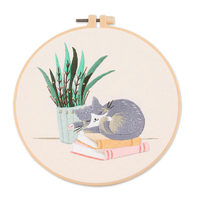 Kit de Broderie Point de Croix Motif Chat DIY Fait Main Tissu Textile Pâques Inclut Fils Aiguilles Cerceaux Directement de l'Usine