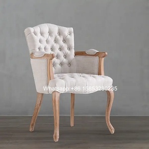 Meubles de salon Style français moderne Vintage Beige Chaise Louis Tapissée Ensemble de <span class=keywords><strong>2</strong></span> chaises de salle à manger - Product Image 3