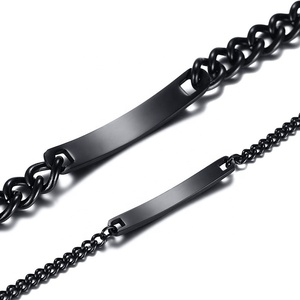 Braccialetti delle coppie dell'acciaio inossidabile della barra <span class=keywords><strong>di</strong></span> piano incisa nome classico all'ingrosso <span class=keywords><strong>di</strong></span> identificazione - Product Image 2