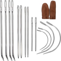 Kit de Costura de Acero Inoxidable de Alta Resistencia - Agujas Curvas para Sacos, Dedales para Reparación de Cuero, Tapicería, Alfombras/Lona