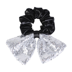 Halloween PU Leather Scrunchies With Glitter Sequin <b>Bow</b> High Elastic Hair Ties Women Cosplay Party Festival Hair Accessories - Product Image 5