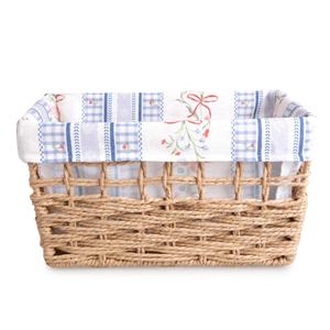 Cesta de Almacenamiento de Cuerda de <span class=keywords><strong>Papel</strong></span> Tejida a Mano con Forro Floral a Cuadros Extraíble, Organizador Rectangular Estilo Rústico, Venta al por Mayor, Personalizable - Product Image 1
