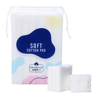 Tampons démaquillants en coton carrés jetables à 3 couches avec logo personnalisé, compresses humides extensibles, nettoyage du visage cosmétique