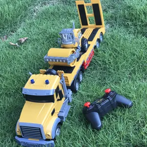 Mainan Traktor Rc Truk Mainan, Trailer Traktor Rc Fungsi Penuh 1:24 dengan Lampu dan Suara untuk Anak-anak Semi Trailer Kit Mobil Truk Derek