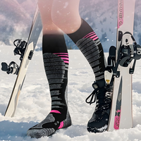 Chaussettes de ski thermiques montantes personnalisées avec LOGO, pour jeunes hommes et femmes, 30 % laine mérinos, soutien de la voûte plantaire, coussinées, respirantes, antidérapantes