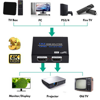 Répartiteur HDMI 4K Justlink 1 entrée 2 sorties 1x2 4K 2K 3D HDR 1080P pour TV, projecteur, moniteur, PC, boîtier TV