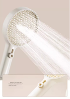 Panneau de douche minimaliste en cuivre blanc, système de douche de luxe à effet pluie avec douchette à main, barre coulissante et plateau de rangement