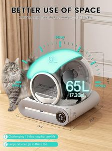 APP inteligente controlado auto-limpeza automática Cat Litter Box grande 65L + 9L plástico capacidade 10kg peso - Product Image 2
