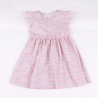 Robe pour filles à imprimé floral coloré classique, robe courte à manches bouffantes pour tout-petits, taille élastique, robe trapèze