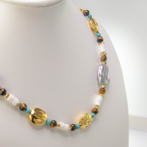 Nouveauté Bijoux de Mode Collier Ras du Cou Bohème Unisexe en Perles de Riz, Perles en Argent, Acrylique, Céramique et Verre - Product Image 4