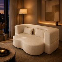 Canapé-lit pliant multifonctionnel deux places au design nuageux ; Idéal pour les appartements ; Meuble de salon.