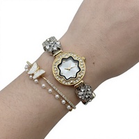 Montre Femme GEZHI Classique Rétro Ovale à Quartz, Design Trèfle à Quatre Feuilles Porte-Bonheur, Aiguille de 16 mm, Alliage d'Acier Inoxydable, Luxe