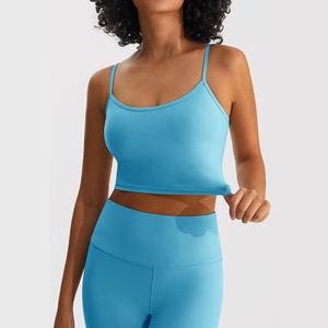 여성용 오픈 백 수분 위킹 스포츠 브라 맞춤형 운동 피트니스 체육관 탱크 탑 브래지어 내장 - Product Image 1