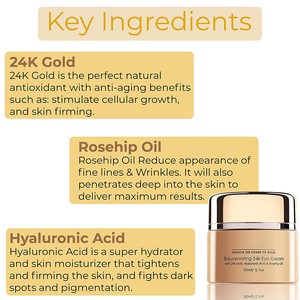 Crema para Ojos de Oro de <span class=keywords><strong>24k</strong></span> con Ácido Hialurónico, Aceite de Rosa Mosqueta, Vitaminas, Antiarrugas y Líneas Finas, Extraordinaria para Disminuir las Ojeras - Product Image 3