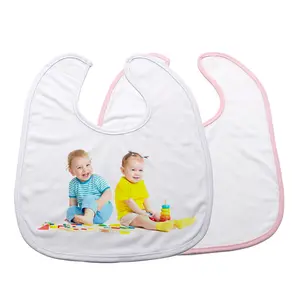 Polyester Cotton Double Sides Sublimation Baby Bib White Printable Color Edge Custom Baby Bids