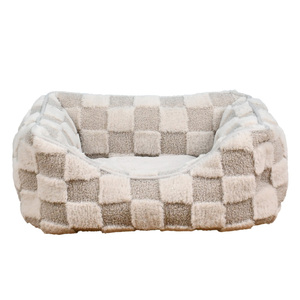 Patrón de rayas Extraíble Lavable Estera gruesa para mascotas Perrera grande para perros Invierno Cálido Perrera para gatos Cama para perros Forma cuadrada Cartón embalado - Product Image 2