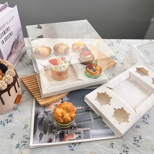 Sunshine Custom Logo Bento Cake and Cupcake Packaging 10x10x5 Inch Thick Card <b>White</b> Cake <b>Box</b> With Insert for 6 Inch Cake - Product Image 1