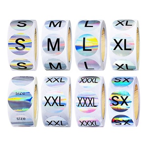 Stiker ukuran holografis kustom XS/S/<span class=keywords><strong>M</strong></span>/L/XL/2XL/3XL Label perekat antiair untuk kemasan garmen - Product Image 2