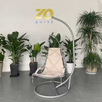Zoshine Chaise Longue Flottante Moderne en Acier, Balancelle Suspendue d'Extérieur Courbée avec Auvent Élégant pour Villas