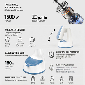 Défroisseur Vapeur Portable Pliable à Main pour Vêtements, Fer à Repasser Vapeur Électrique à Chauffage Rapide, Défroisseur Multicolore - Product Image 3