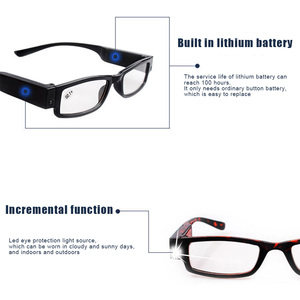 Gafas de Lectura Unisex con Luz LED Recargable, Montura Cuadrada Pequeña Negra, Económicas y a la Moda, Venta al Por Mayor - Product Image 4