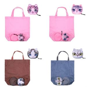 Sacs de courses pliables et réutilisables en forme d'animaux (chien, chat) pour la supermarché, sacs fourre-tout en tissu Ripstop, sacs de recyclage géométriques et tendance - Product Image 1