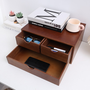 Wooden Desktop Storage <b>Box</b> With Drawers For Jewelry And <b>Small</b> Items Rectangle Standing Type Multi Layer Organizer - Product Image 2