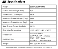 Panneau Solaire Pliable Monocristallin 200W ETFE MC4 à Vente Directe Usine pour Centrale Électrique, Camping, Camping-car, OEM, ODM, Vente en Gros