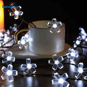 7M al aire libre impermeable Solar jardín decoración <span class=keywords><strong>LED</strong></span> cadena luz 50 LEDS RGB batería plástico PC flor Sakura diseño de flor de cerezo - Product Image 3