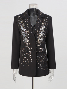 Abito europeo e americano vestito 2025 autunno nuovo stile brillante diamante giacca + pantaloni appesi a vita alta per le donne - Product Image 3