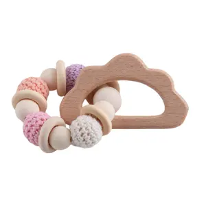 Denti sonaglio colla prodotti per bambini legno giocattolo educativo Crochet Silicone massaggiagengive gioielli per animali personalizzato colla bracciale