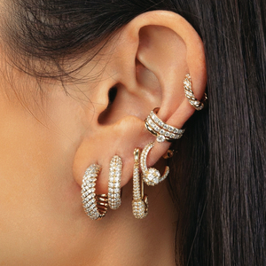 Nouvelles boucles d'oreilles clous en laiton pavé de zircon pour femmes, cadeau de fiançailles, de fête ou de mariage, plaqué or 18 carats et rhodium - Product Image 2