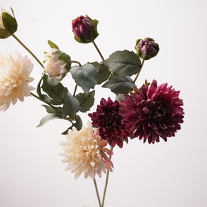 Fiore Artificiale a 4 Teste, Fiordaliso Finto, Dalia Fatta a Mano, Decorazione per Mobili Antichi, Composizione Floreale per Soggiorno - Product Image 4