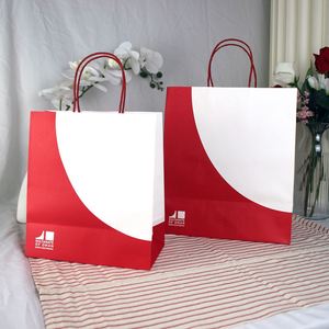 Custom Grocery Shopping Gift Handle Craft Print Food Takeaway Packaging White Brown Small Kraft Paper Bag with Your Own logo - Product Image 2