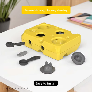 Juguete Moderno de Plástico Amarillo para Perros, Juguete Interactivo para Aliviar el Aburrimiento, Rompecabezas de Alimentación Lenta, Caja de Queso para Golpear al Topo - Product Image 3
