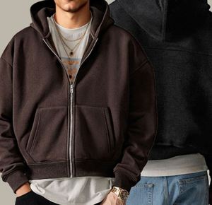 Sweat à capuche décontracté pour homme, coupe ample, avec fermeture éclair courte, collection automne, marque de mode masculine - Product Image 5