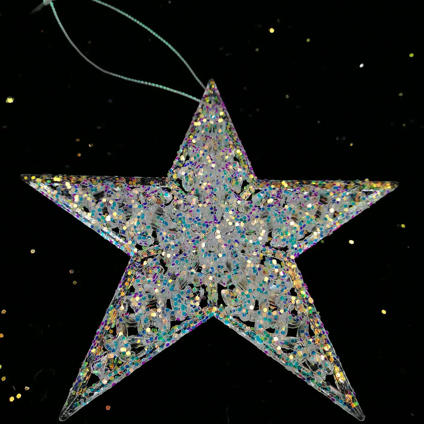Pingente de estrelas natalinas, decoração de natal, estrelas plásticas, 1 pçs/saco